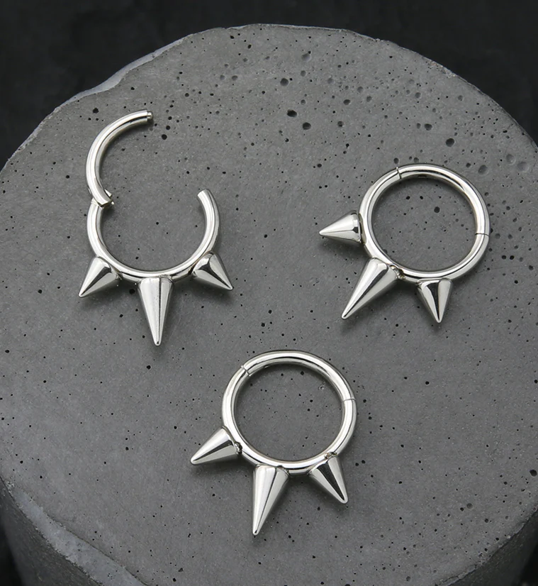 Silver Spiked Hinged Segment Ring - Image 2