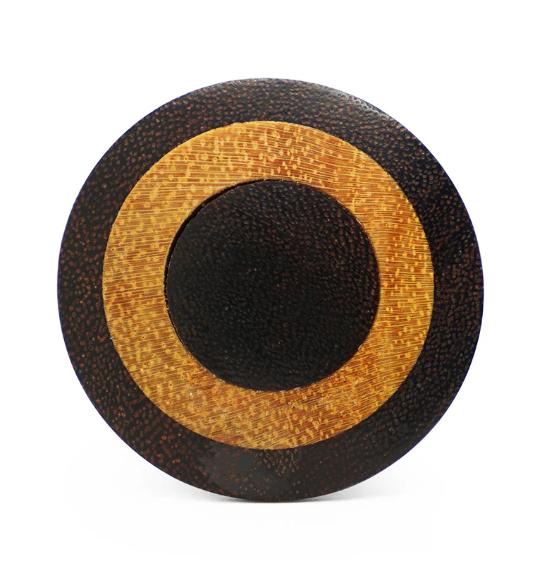 Single Flare Dark Tamarind Wood Plugs with Jackfruit Inlay - Image 3