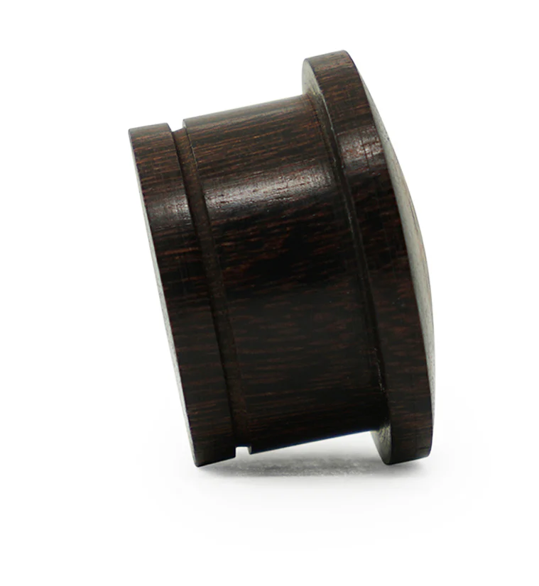 Single Flare Dark Tamarind Wood Plugs with Saba & Coconut Inlay - Image 4