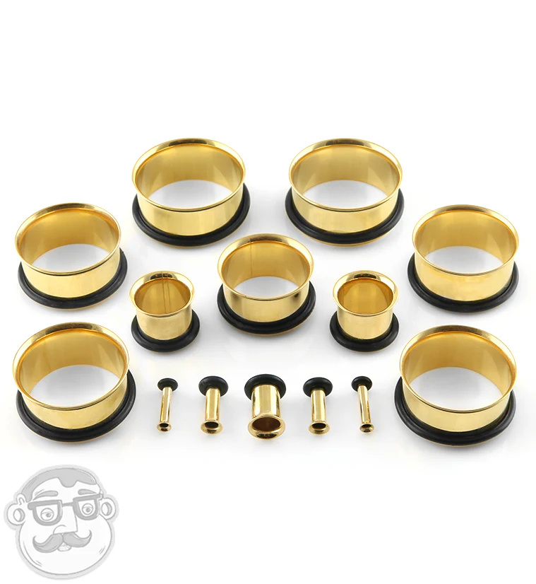 Gold PVD Single Flare Tunnels - Image 2