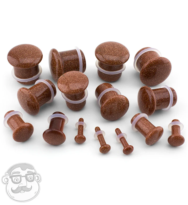 Single Flare Goldstone Glass Plugs - Image 3