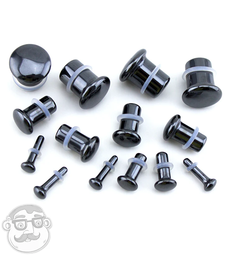 Single Flare Hematite Stone Plugs - Image 4