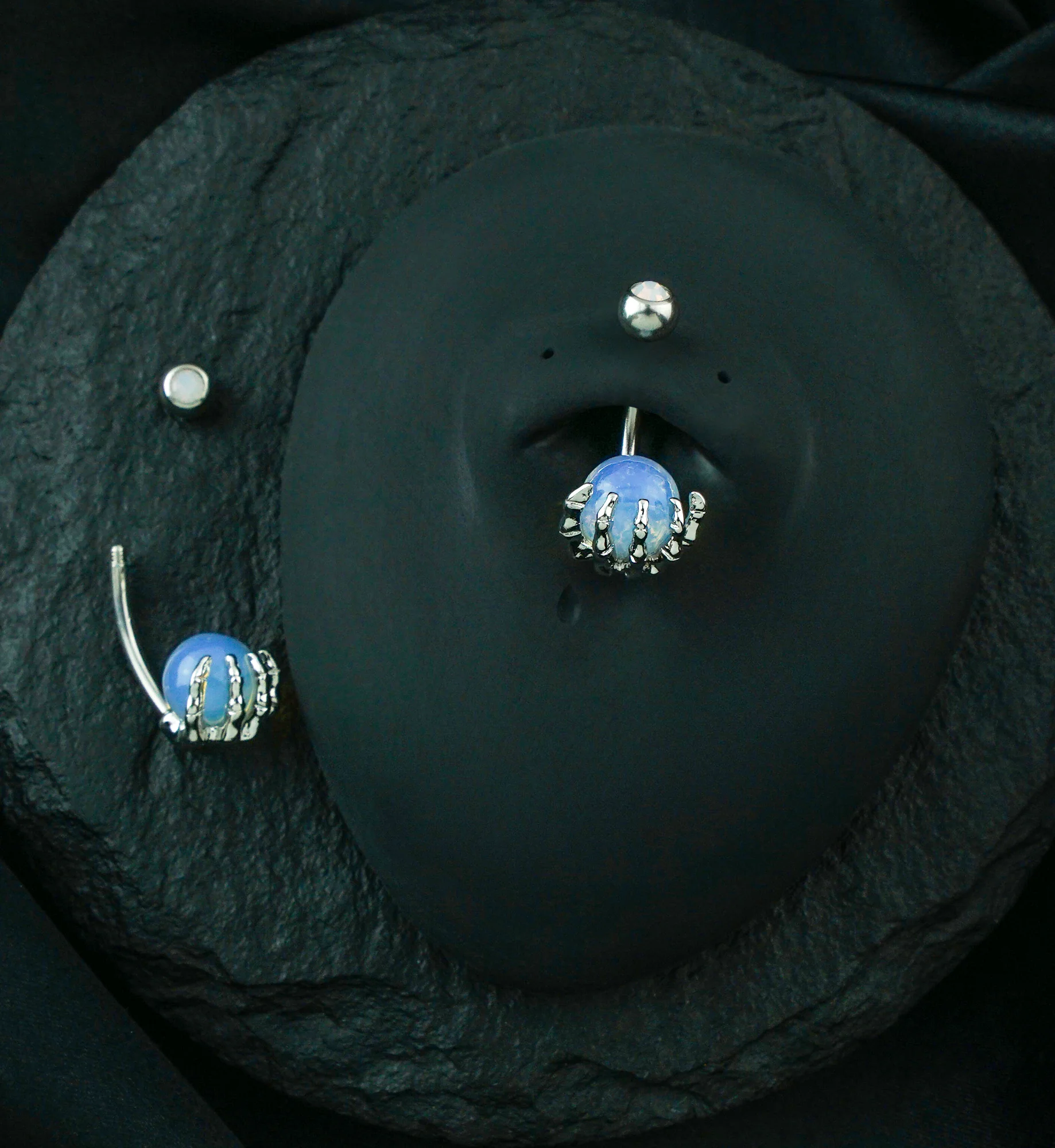Skeletal Palm Gem Belly Button Ring - Image 2