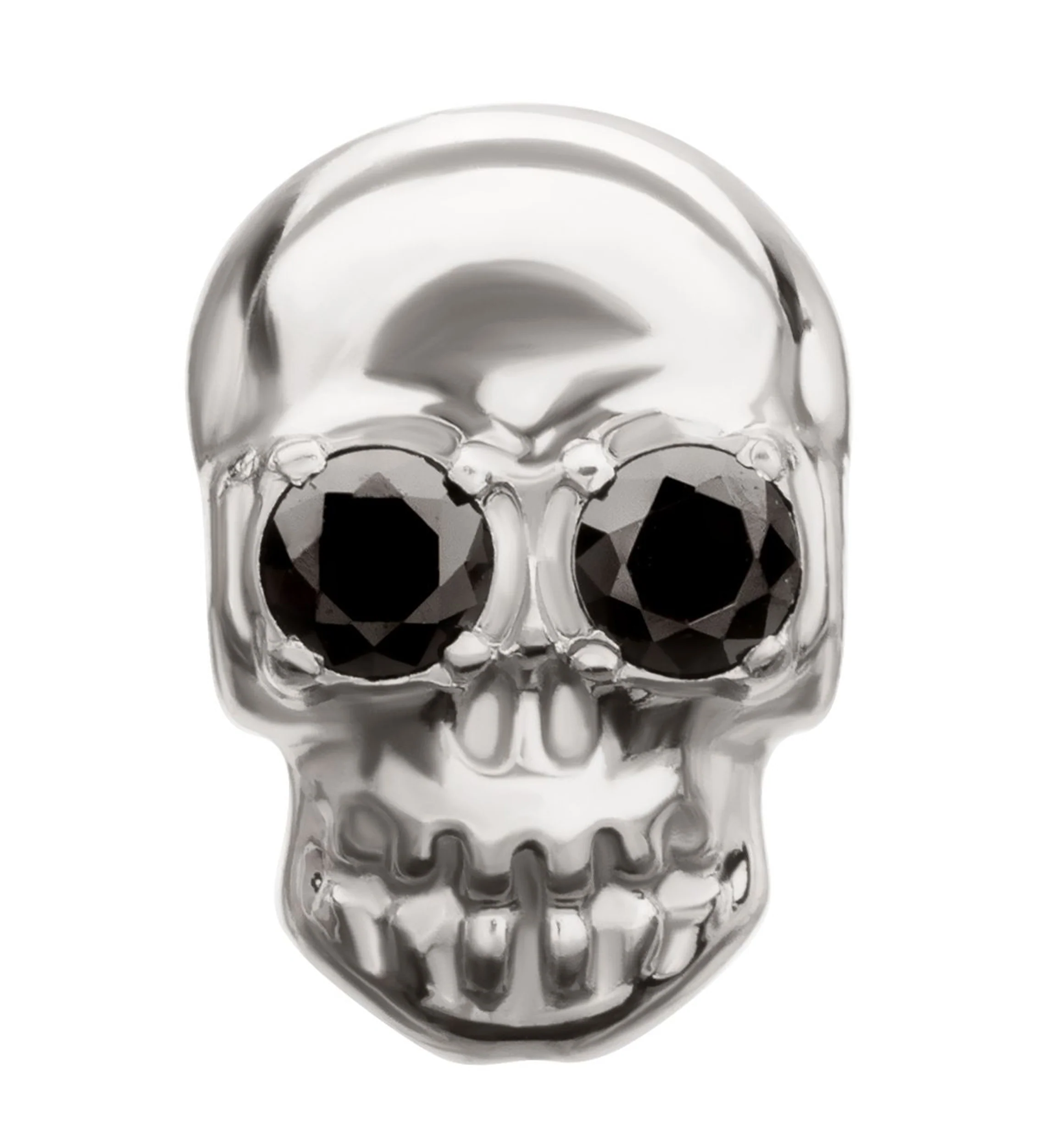 Skull Black CZ Eyes Titanium Threadless Top