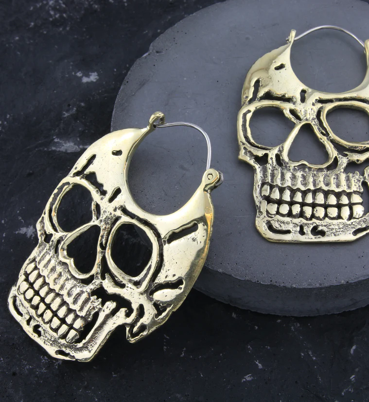 Skull Brass Earrings - Weights - Image 2