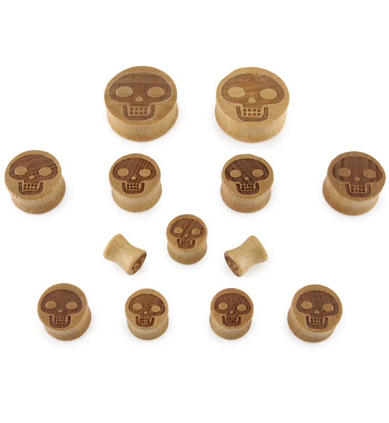 Skull Engraved Wood Plugs - Image 2