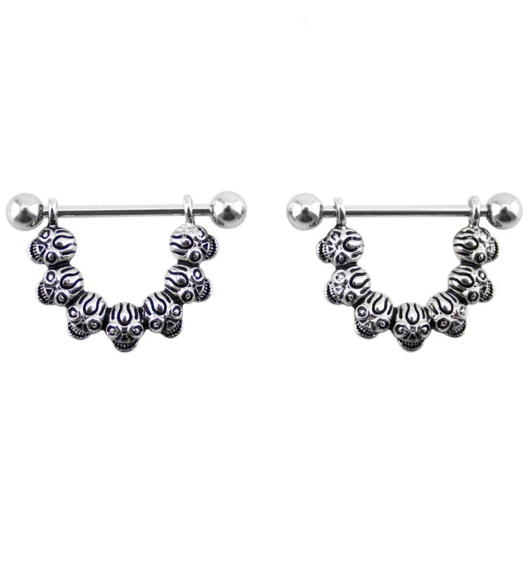 Skull Line Nipple Ring Barbell