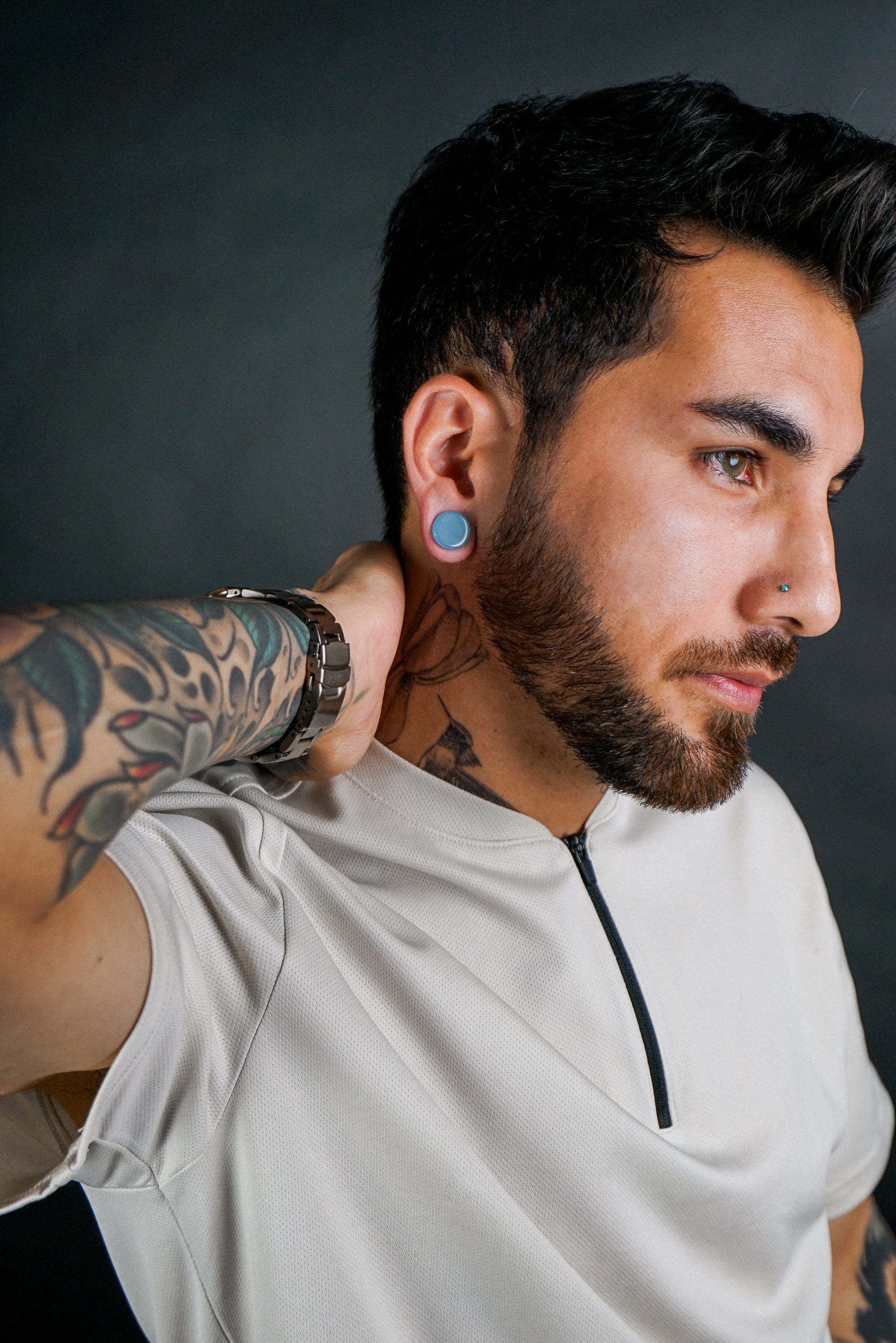 Sky Blue Glass Double Flare Plugs - Image 7