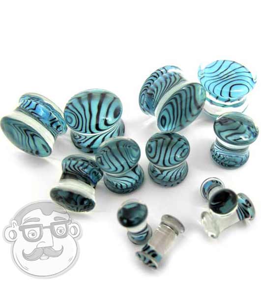 Sky Blue Zebra Glass Plugs - Image 4