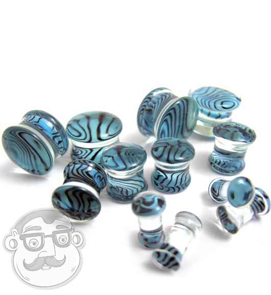 Sky Blue Zebra Glass Plugs - Image 5