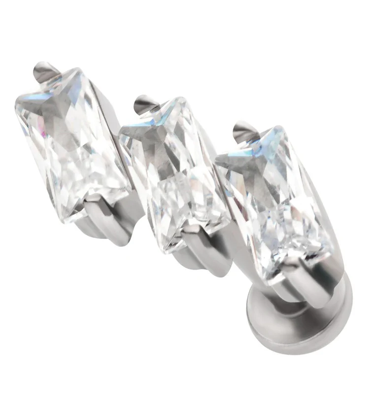 18G Slant Clear CZ Titanium Internally Threaded Labret