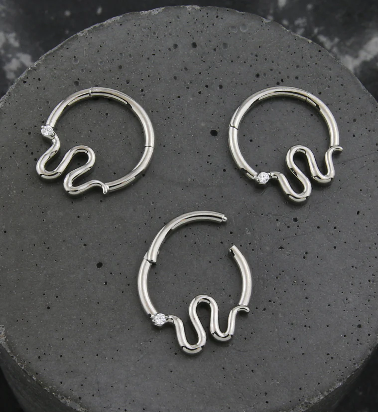 Slithering Snake Clear CZ Hinged Segment Ring - Image 2
