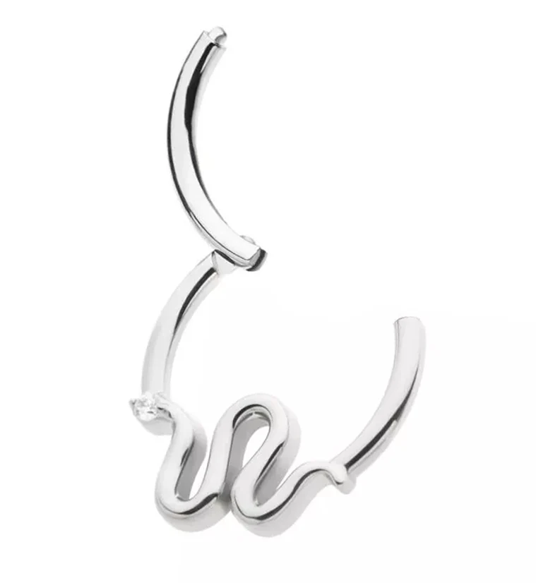 Slithering Snake Clear CZ Hinged Segment Ring - Image 3