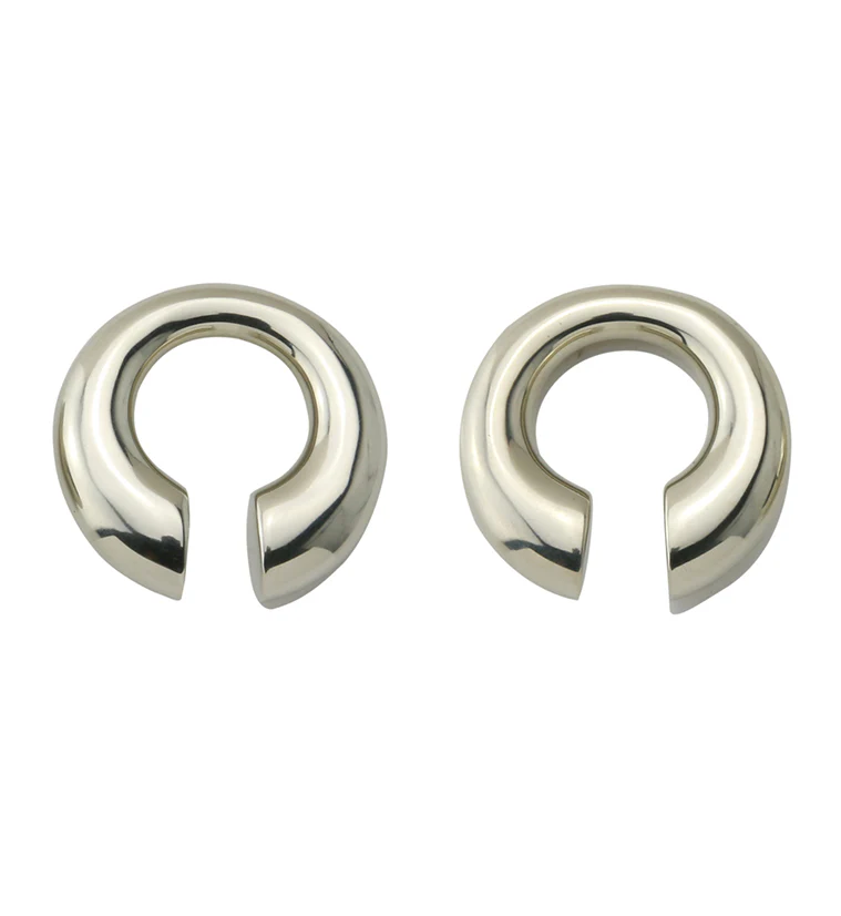 Small Keyhole White Brass Ear Weights - Image 3