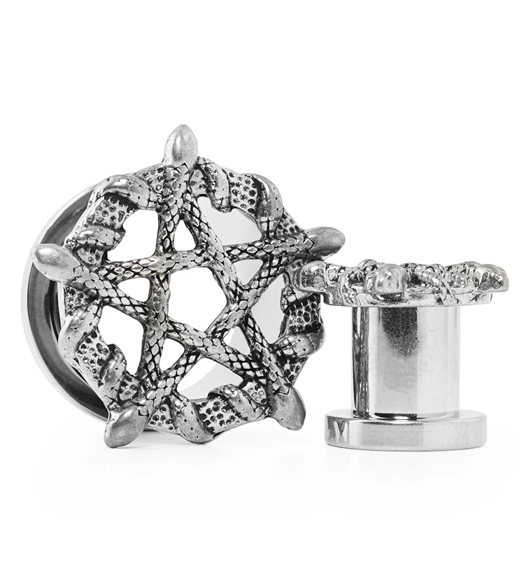 Snake Pentagram Stainless Steel Tunnel Plugs