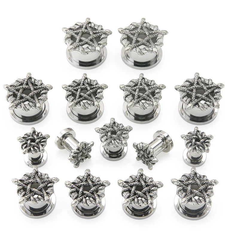 Snake Pentagram Stainless Steel Tunnel Plugs - Image 2
