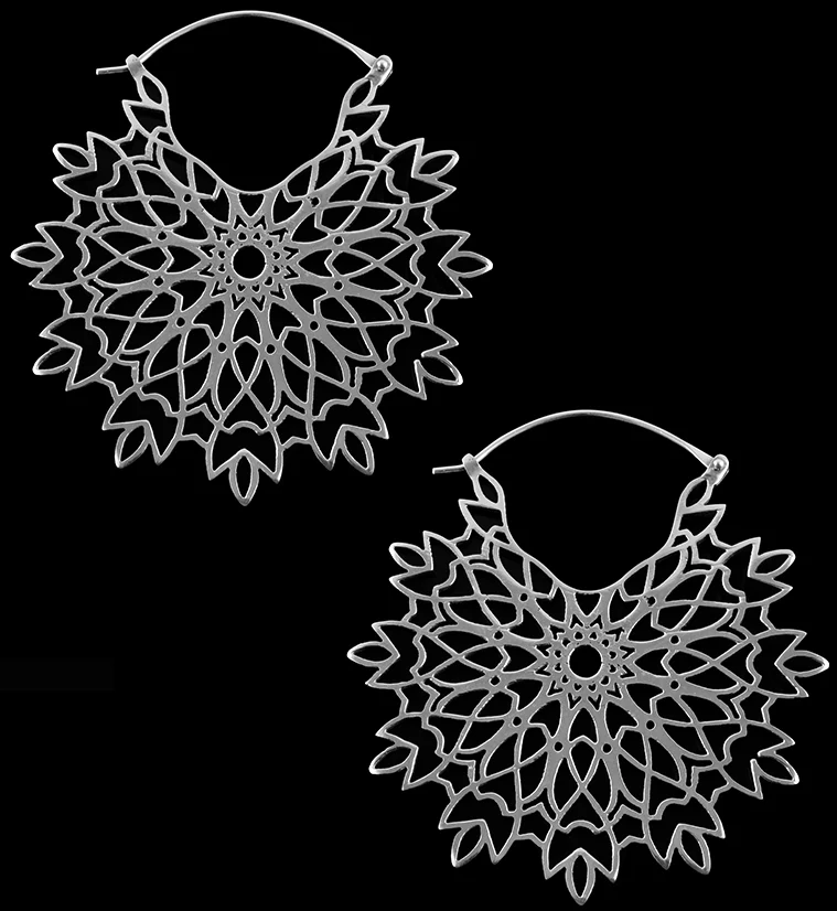 Snowflake White Brass Earrings - Weights