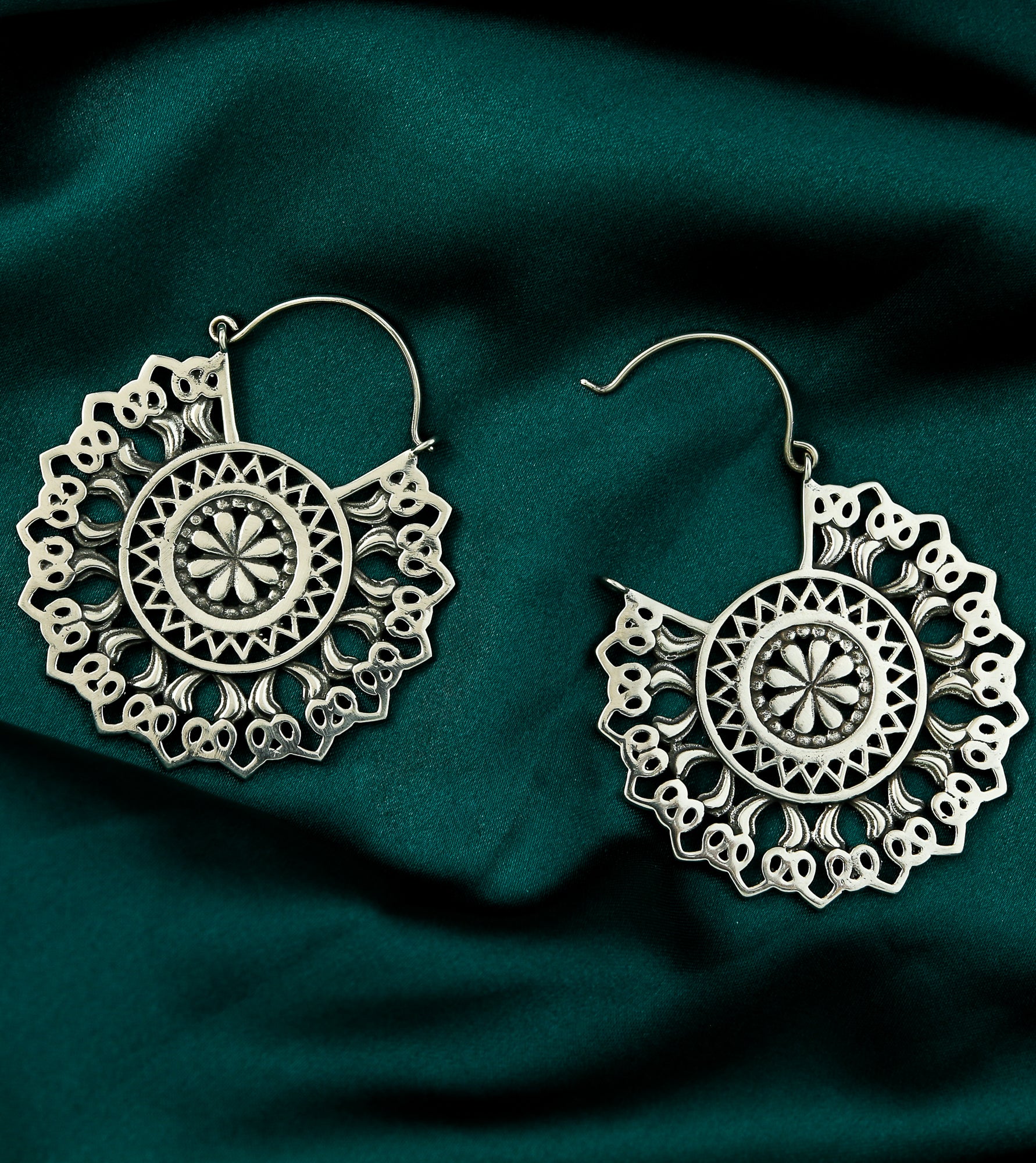 Sol White Brass Earrings - Hangers - Image 2