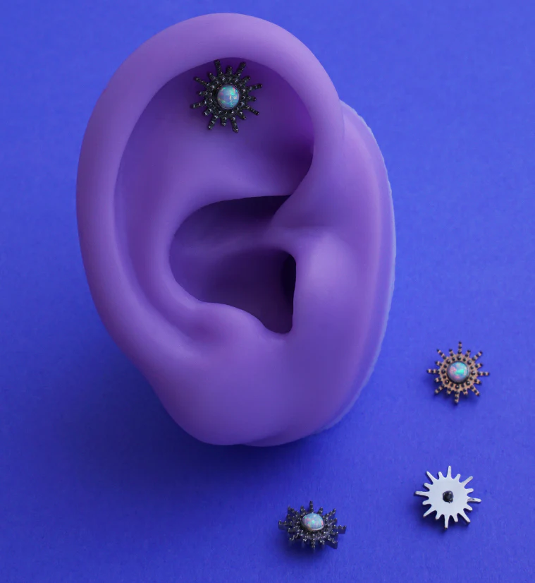 Solar Burst White Opalite Titanium Internally Threaded Top - Image 2
