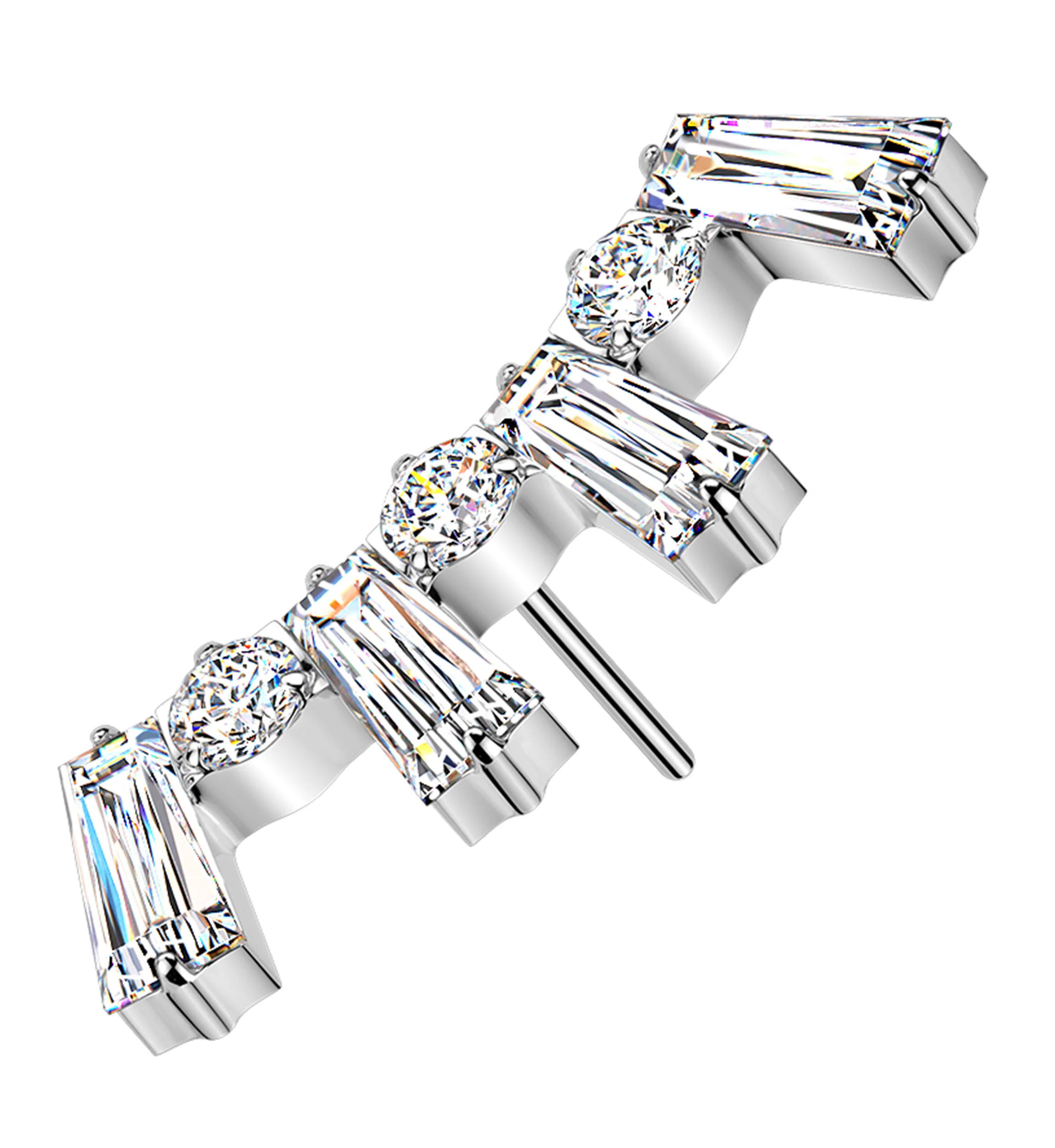 Solar Flare Clear CZ Threadless Titanium Top