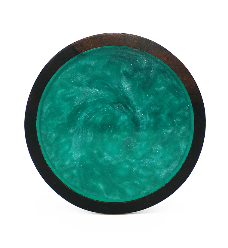 Areng Wood Plugs With Green Resin Inlay - Image 4