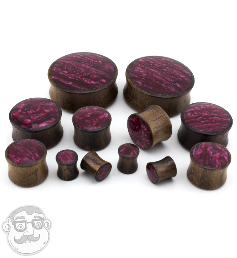 Sono Wood Plugs With Magenta Resin Inlay - Image 5