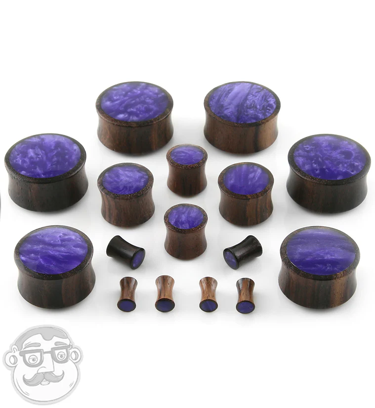 Sono Wood Plugs With Purple Resin Inlay - Image 2