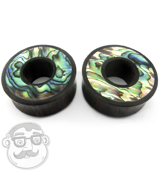 Sono Wood Tunnel Plugs With Abalone Shell Inlay - Image 6