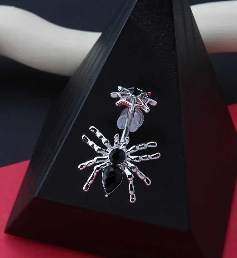 Spider Black CZ Belly Ring - Image 2