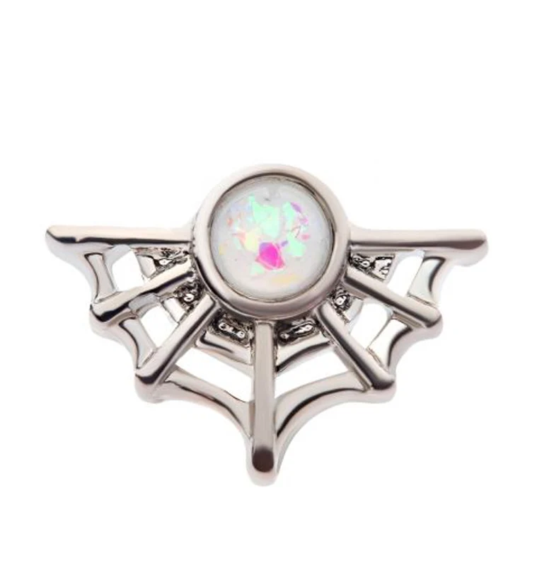 Spider Web White Opalite Cartilage Barbell