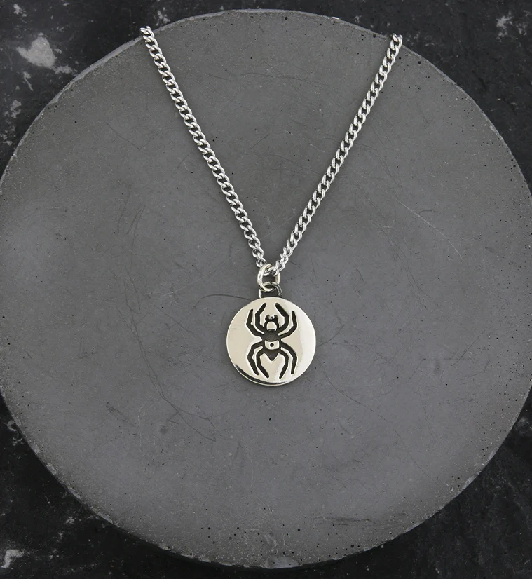 Spider White Brass Charm Necklace - Image 3