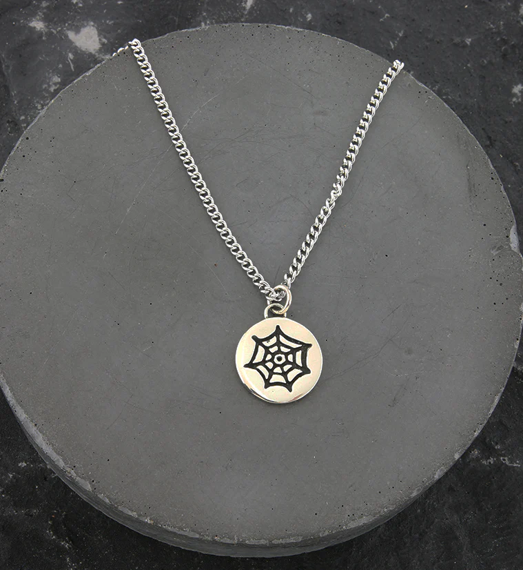 Spiderweb White Brass Charm Necklace - Image 2