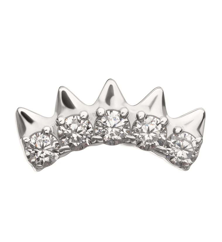 Spiked Arch Clear CZ Titanium Threadless Top