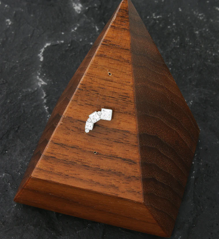 Square Descent Clear CZ Threadless Titanium Top - Image 2