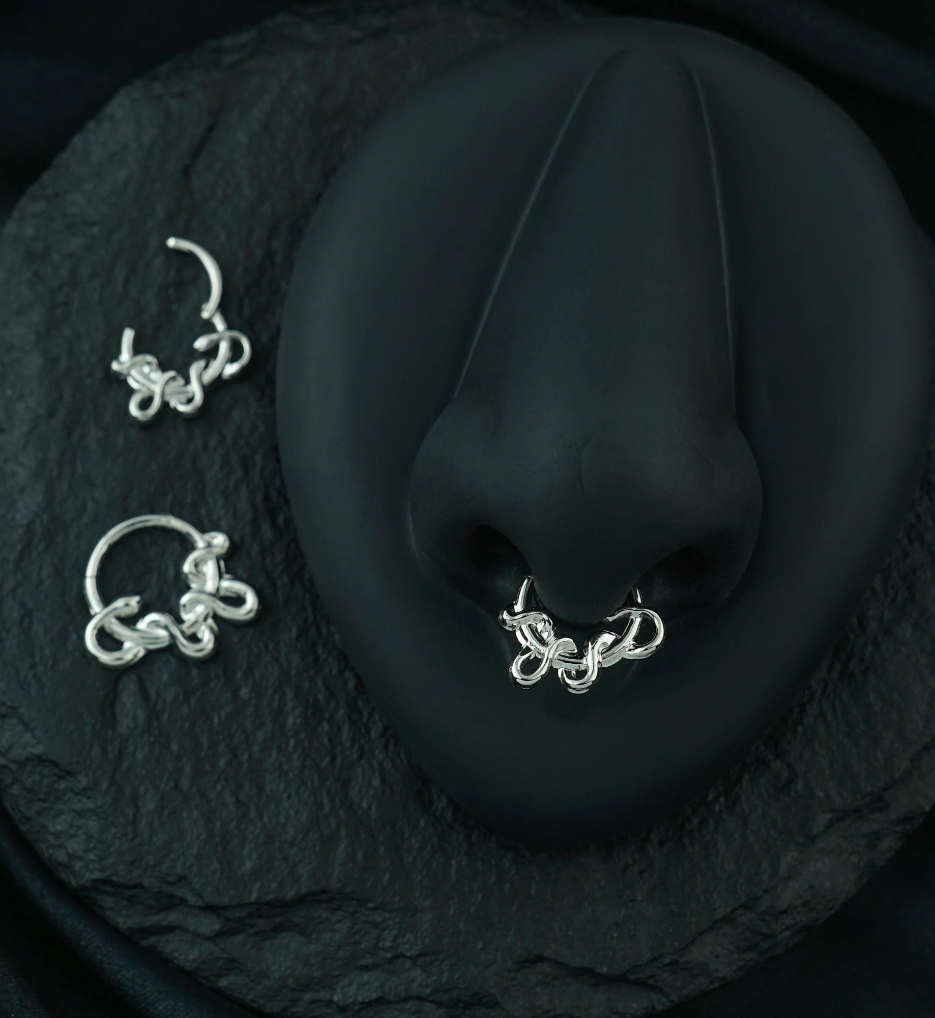 Arboreal Snake Stainless Steel Hinged Segment Ring - Image 2