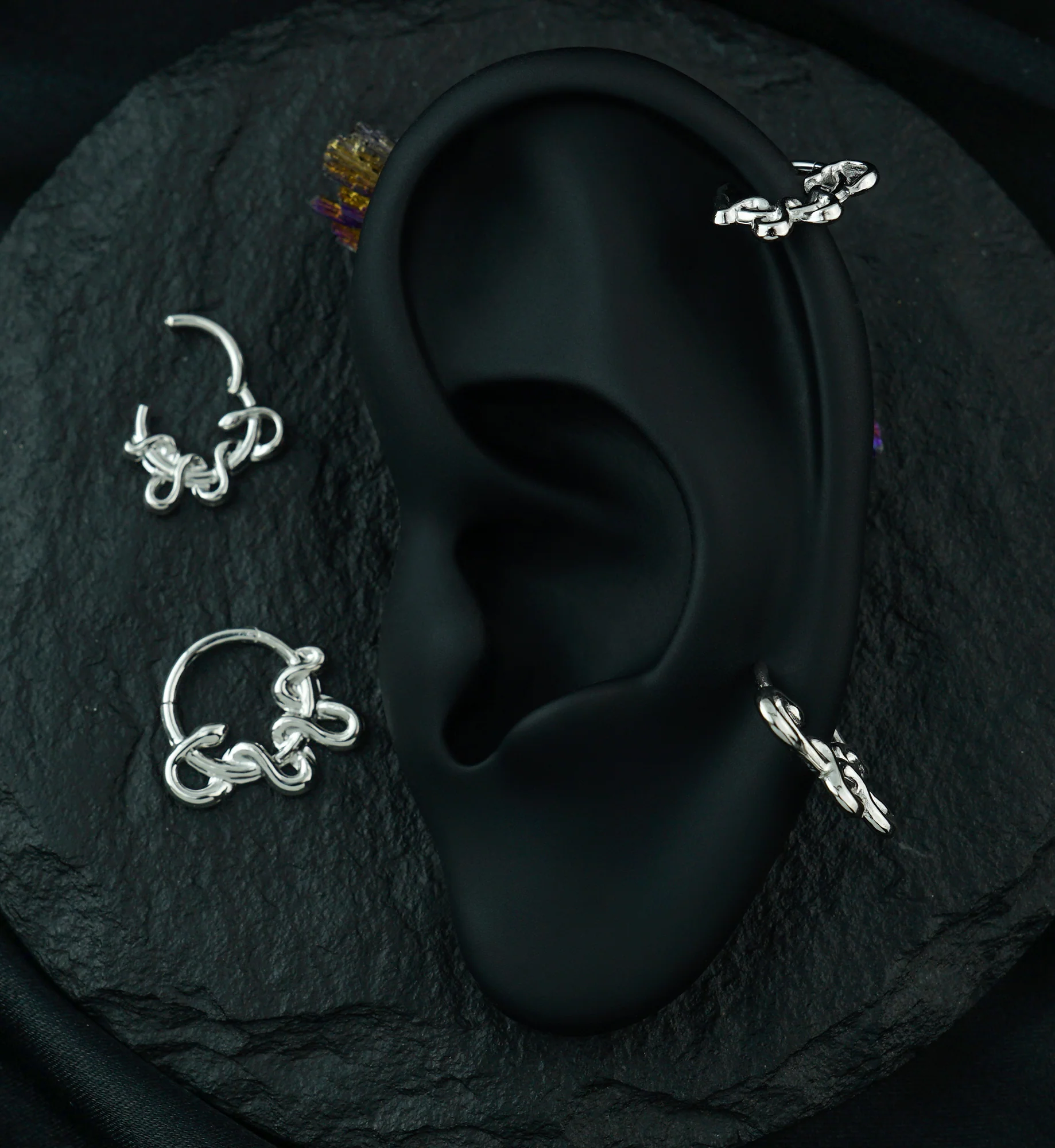 Arboreal Snake Stainless Steel Hinged Segment Ring - Image 3