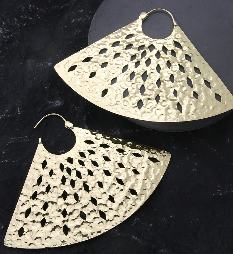 Stamped Vane Brass Ear Weights / Hangers - Image 2