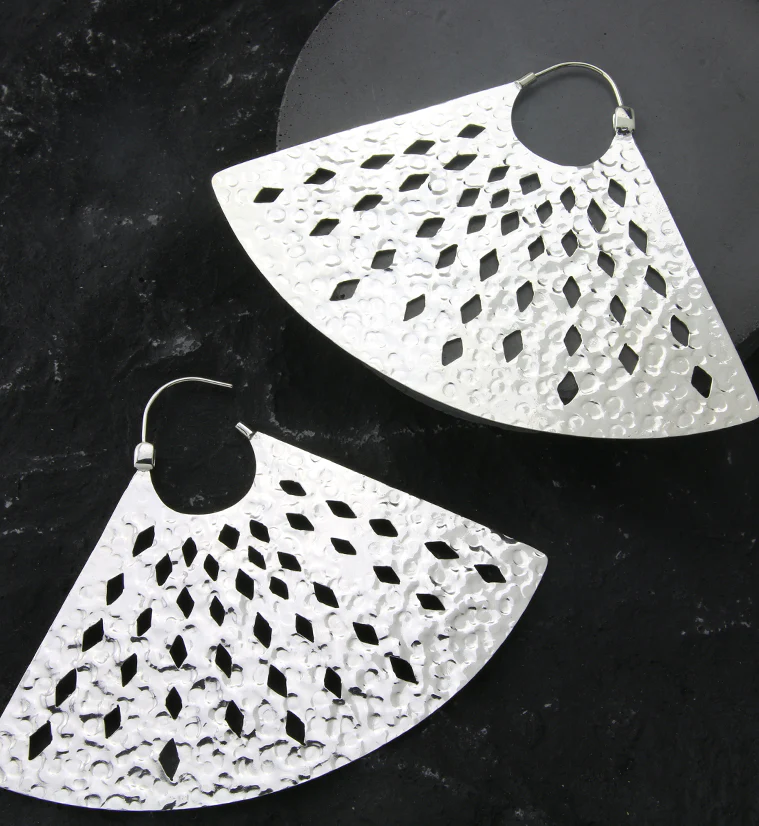 Stamped Vane White Brass Ear Weights / Hangers - Image 2