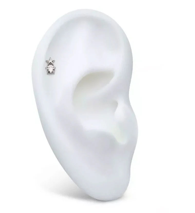 Star Top Clear CZ Titanium Internally Threaded Top - Image 3