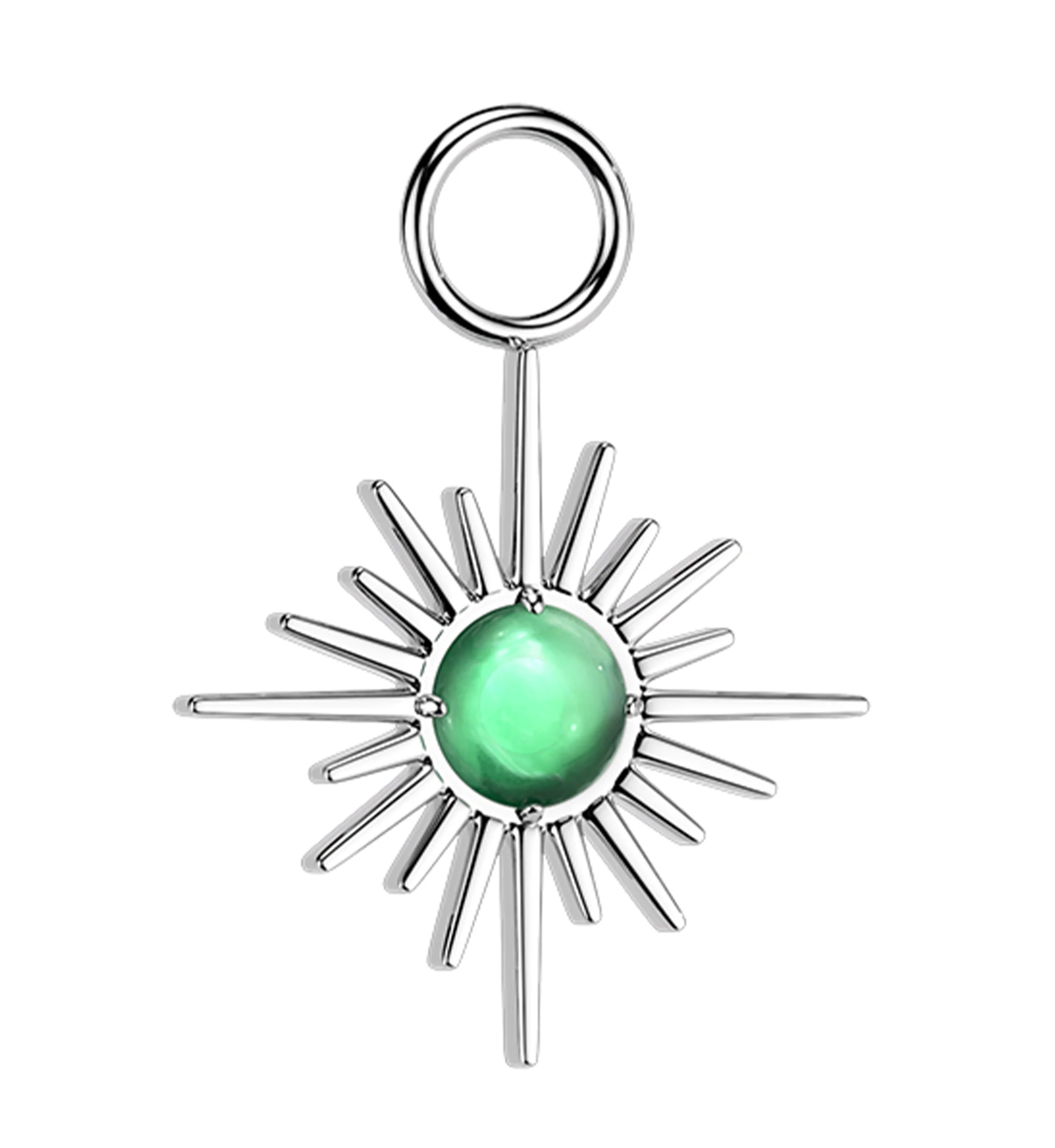 Starburst Green Onyx Stone Titanium Charm