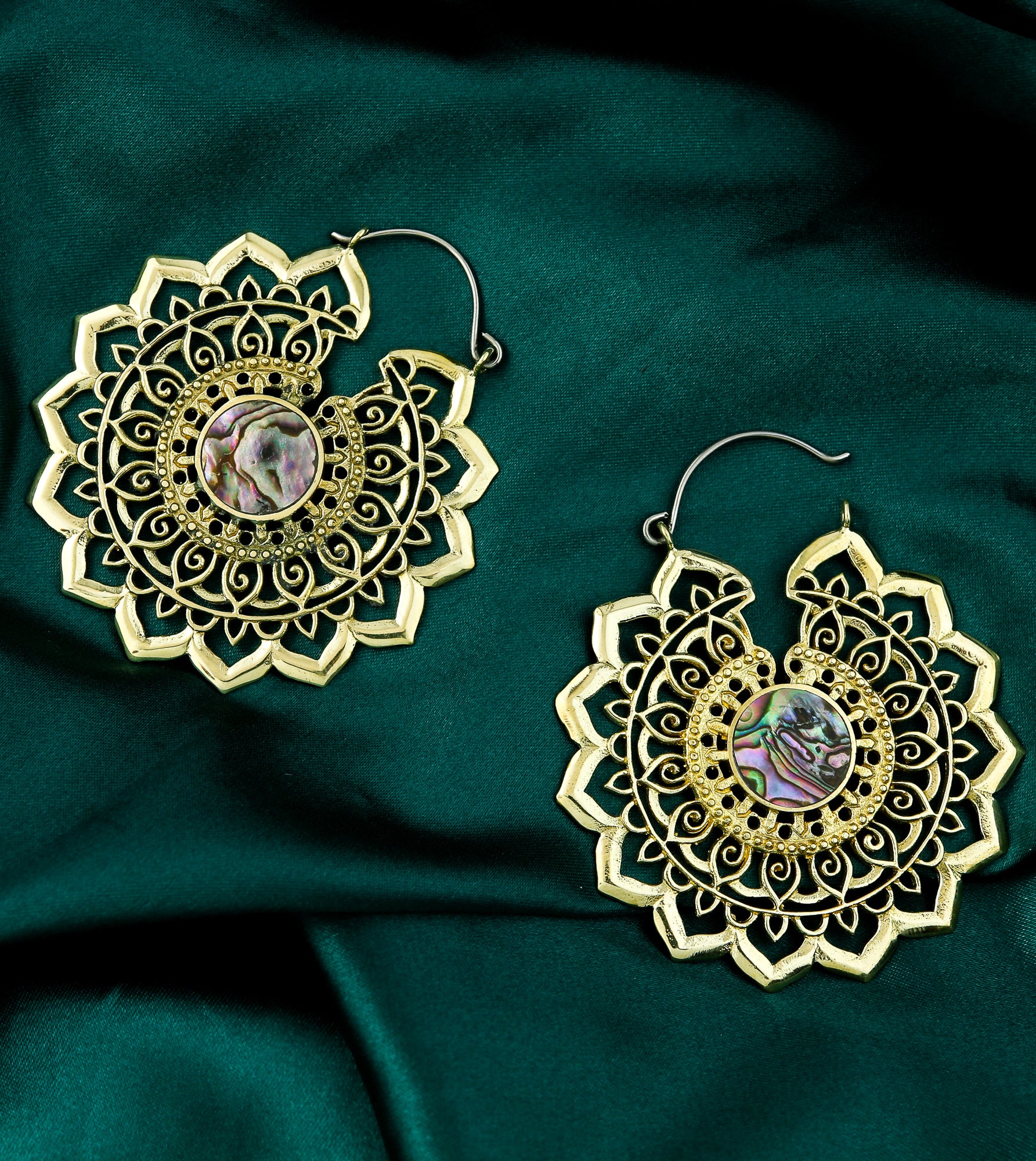 Stargaze Brass Earrings With Abalone Inlay - Image 2