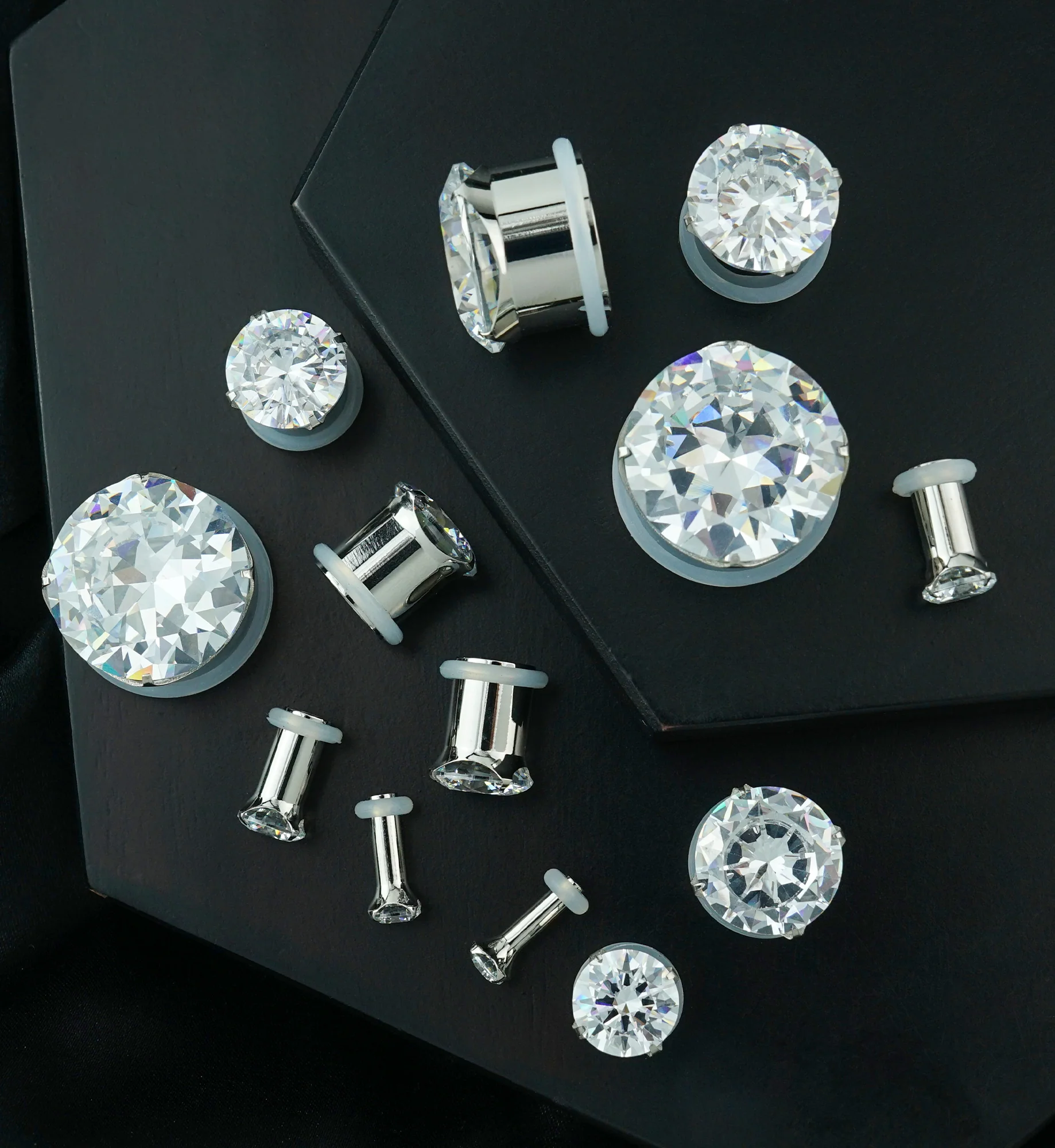 Steel CZ Diamond Hollow Plugs - Image 2