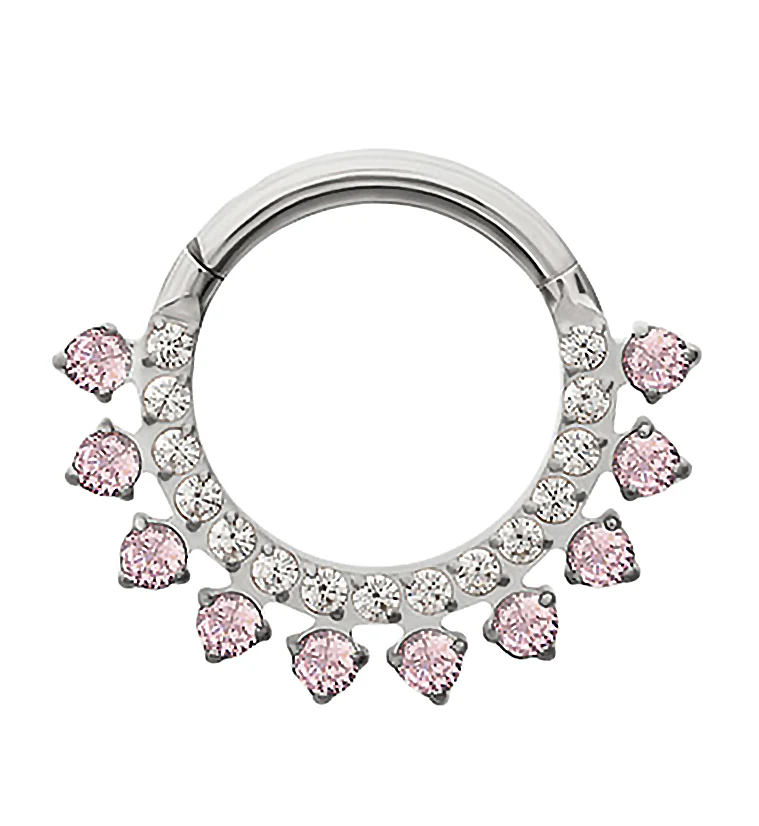 Stonepath Pink CZ Titanium Hinged Segment Ring