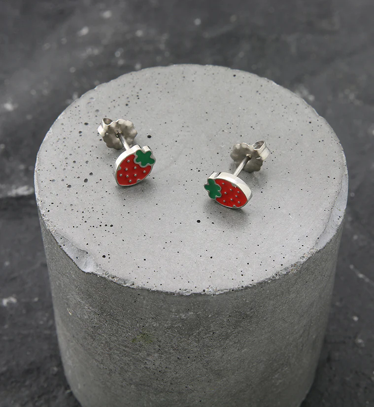 Strawberry Titanium Stud Earrings - Image 2