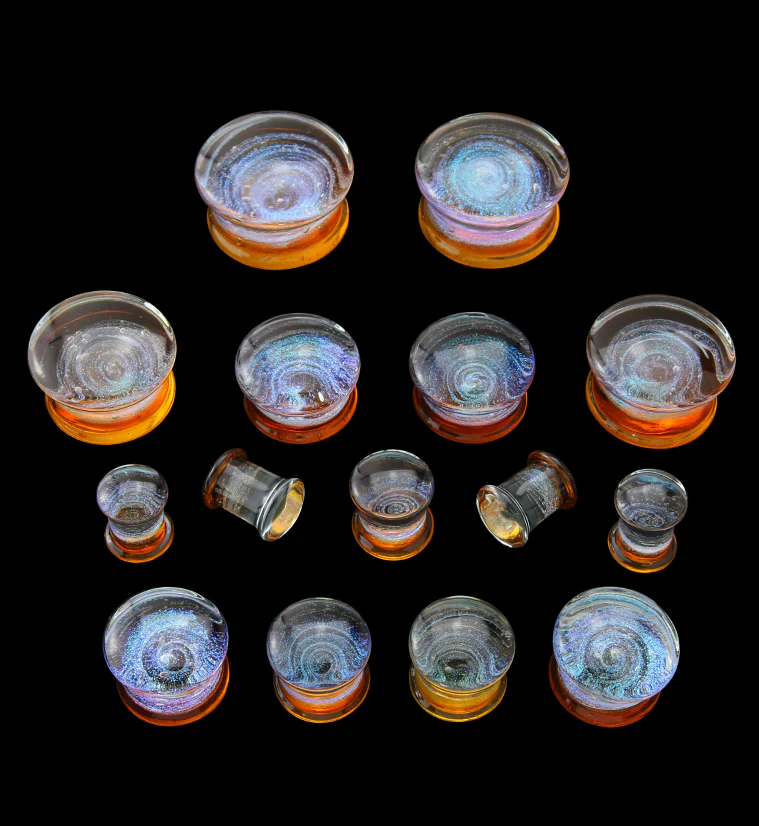 Sunset Cosmos Glass Double Flare Plugs - Image 3