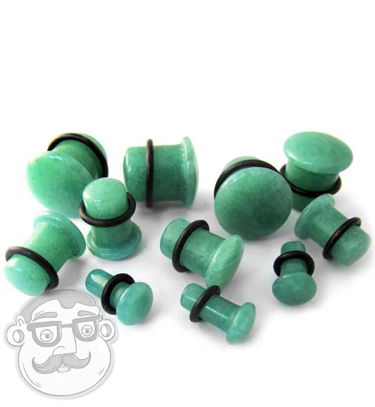 Synthetic Green Jade Stone Plugs - Single Flare - Image 3