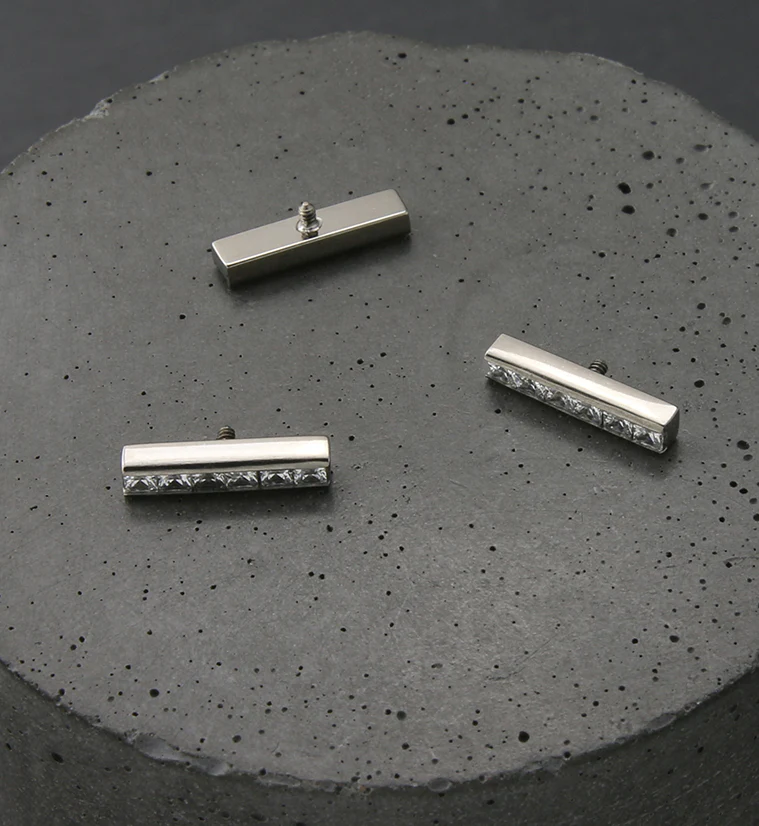 Tall Rack CZ Internally Threaded Titanium Top - Image 2
