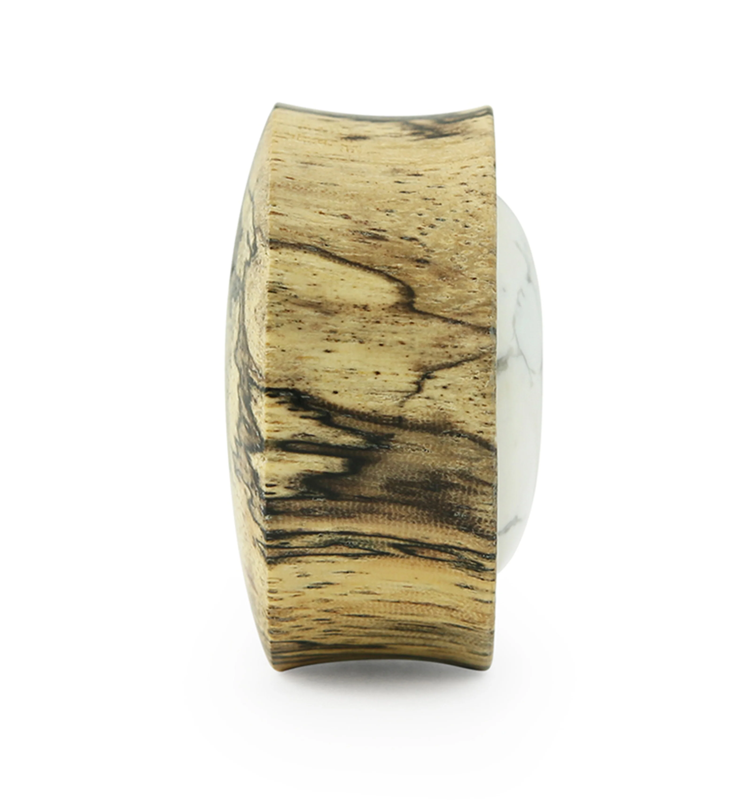 Tamarind Wood Double Flare Plugs With Howlite Stone Inlay - Image 4