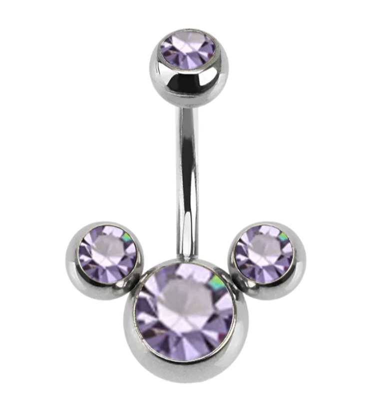 Tanzanite Trinity CZ Belly Button Ring