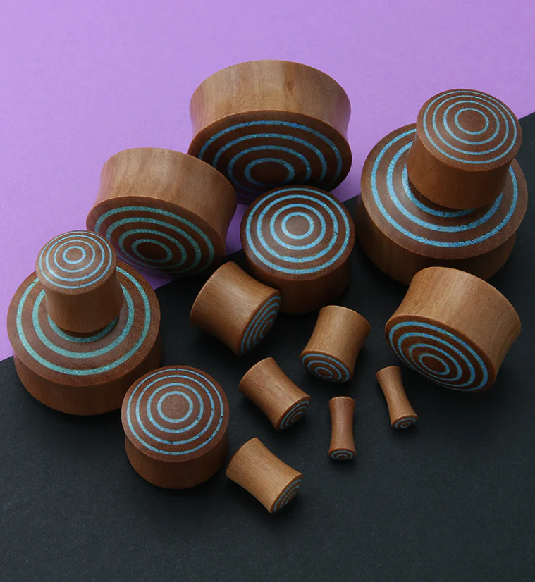 Target Turquoise Howlite Stone Inlay Saba Wooden Plugs - Image 2